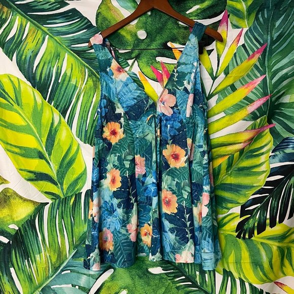 Show Me Your MuMu Other - Show Me Your Mumu S/M Blue Tropical Floral Cruise Beach Pool Swim Coverup Top